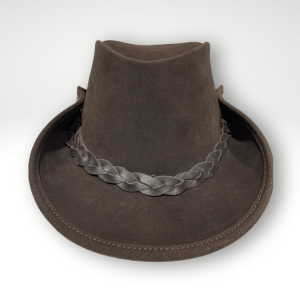 Chapéu australiano castanho detalhe aba