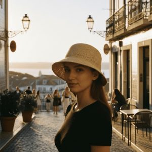 Bucket hat ráfia natural — detalhe trama