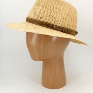 Chapéu de palha de ráfia natural — detalhe da copa