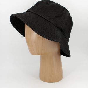 SKU 12959B — Chapéu bucket em preto, vista lateral