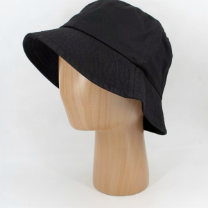 SKU 12959B — Chapéu bucket em preto, vista lateral