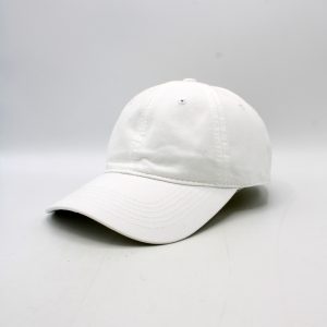 SKU 15263 — boné de beisebol de algodão branco, vista de três quartos.