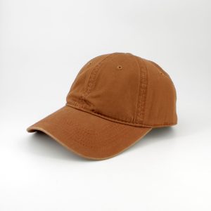 SKU 15263 — boné de beisebol de algodão castanho-claro, vista de três quartos.