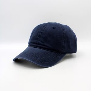 SKU 15263 — boné de beisebol de algodão azul-marinho, vista de três quartos.