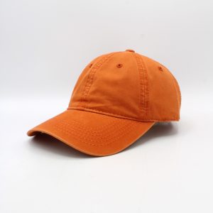 SKU 15263 — boné de beisebol de algodão laranja, vista de três quartos.