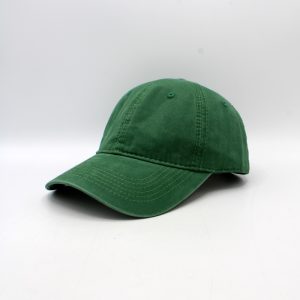 SKU 15263 — boné de beisebol de algodão verde, vista de três quartos.