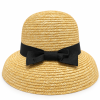 SKU 4991 — chapéu cloche de palha natural com laço preto