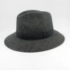 SKU 18915 — chapéu fedora impermeável em lã cinzento mesclado com fita gorgorão, vista frontal