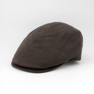 SKU 28005MA — boné plano castanho em algodão, vista frontal
